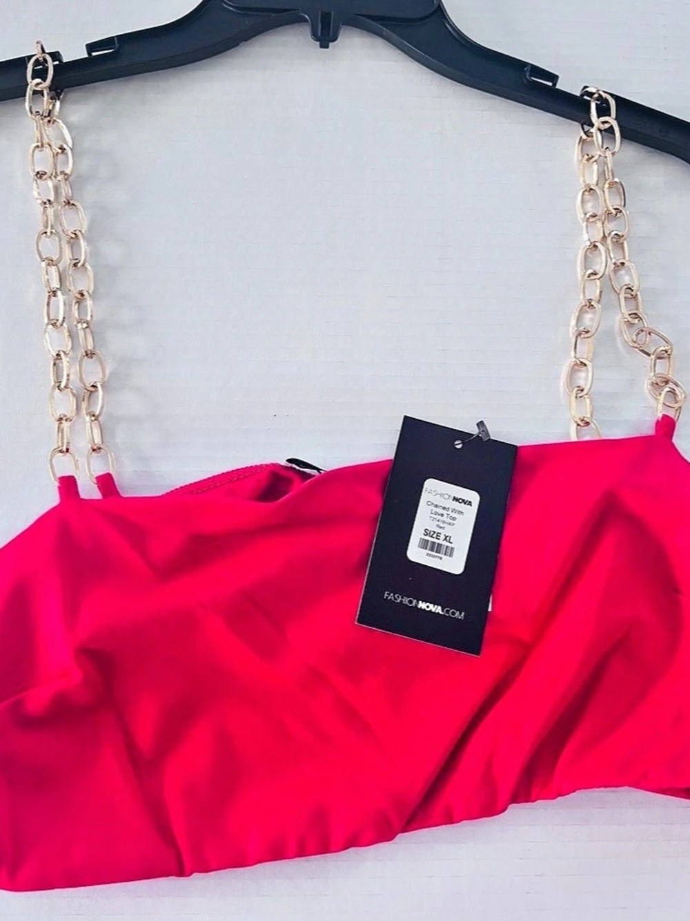 Fashion Nova gold Chained straps red Crop Top Size XL NWT